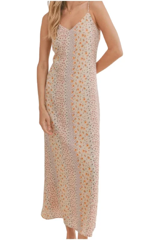 Vibrant Femme Fashion Montauk Sunrise Maxi Dress In Blue/orange