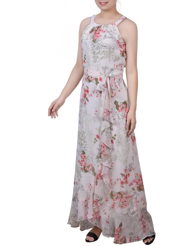 Women's Seasonal Fashion Trends Petites Womens Chiffon Maxi Dress