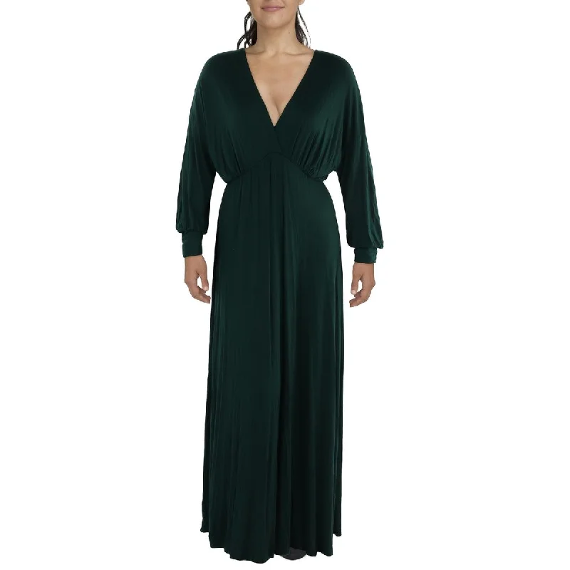 Women Wear Online Plus Womens Full Length V-Neck Maxi Dress