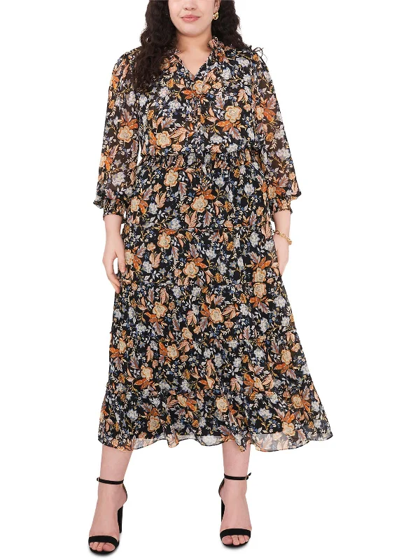 Seasonal Women's Fashion Trends Plus Womens Chiffon Floral Maxi Dress