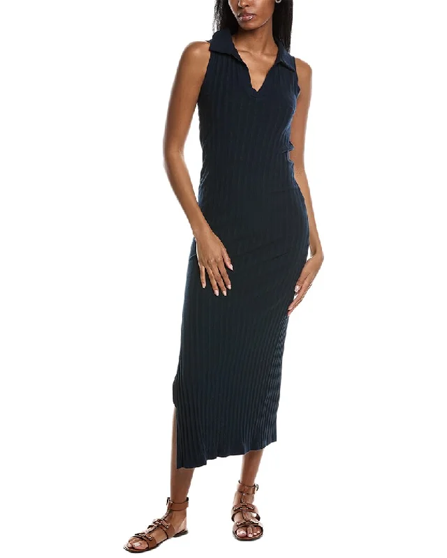 Clothes Woman Stateside Farmboy Rib Sleeveless Collared Maxi Dress