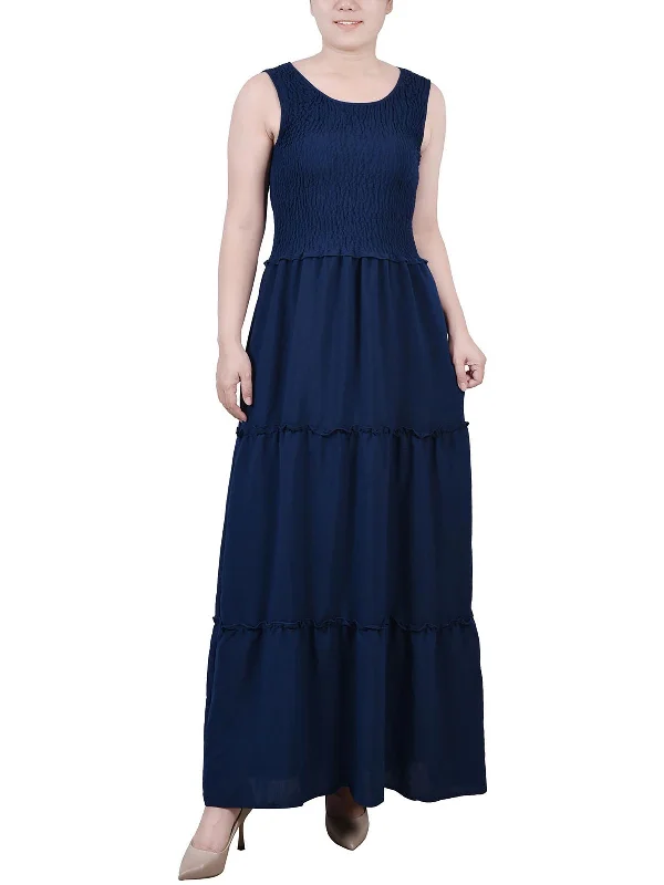 Women's Holiday Clothing Womens Smocked Tiered Maxi Dress