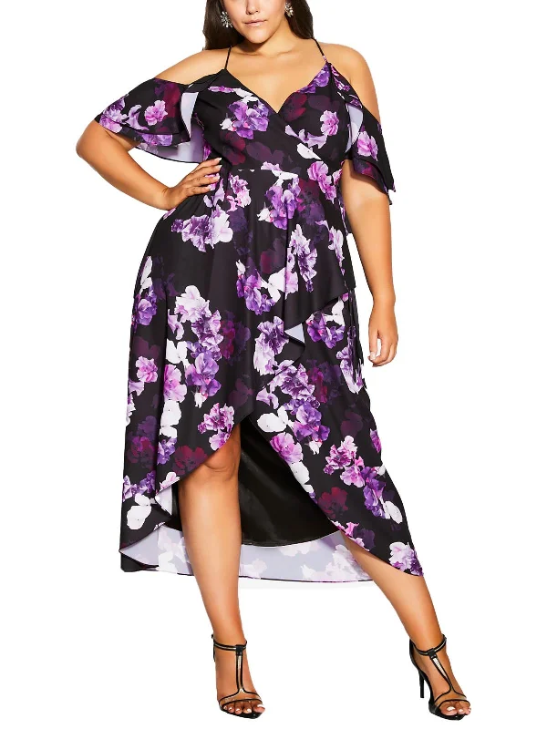 Vintage-Inspired Women's Clothes Plus Audrey Womens Faux Wrap Long Maxi Dress