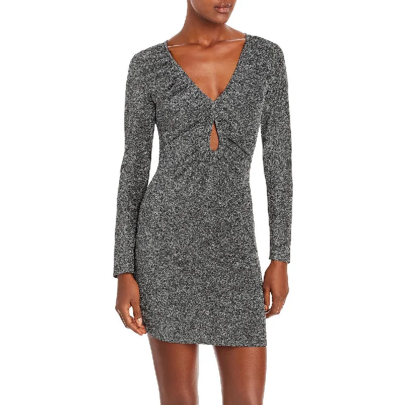 Festival Fashion Womens Metallic Long Sleeves Sheath Dress