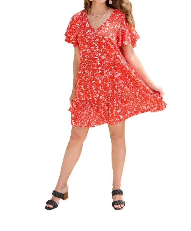 Women's Contemporary Clothing The Way Back Dress In Red Floral