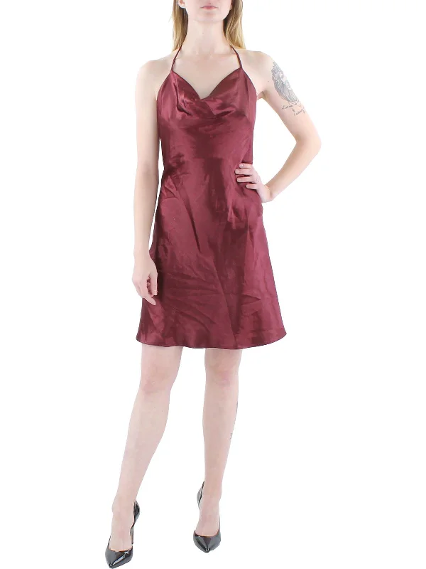Casual Chic Taryn Womens Satin Mini Slip Dress