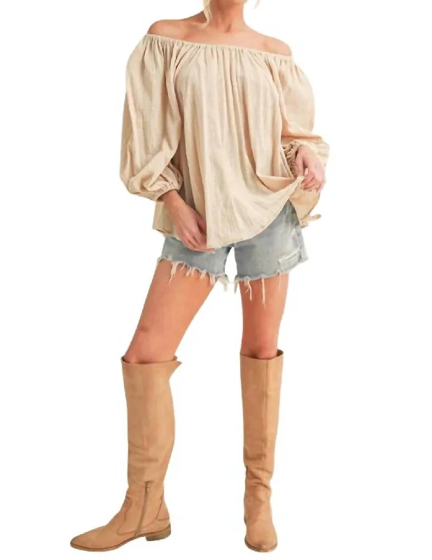 Trendy Women's Wear Nately Off Shoulder Tunic Dress In Oat