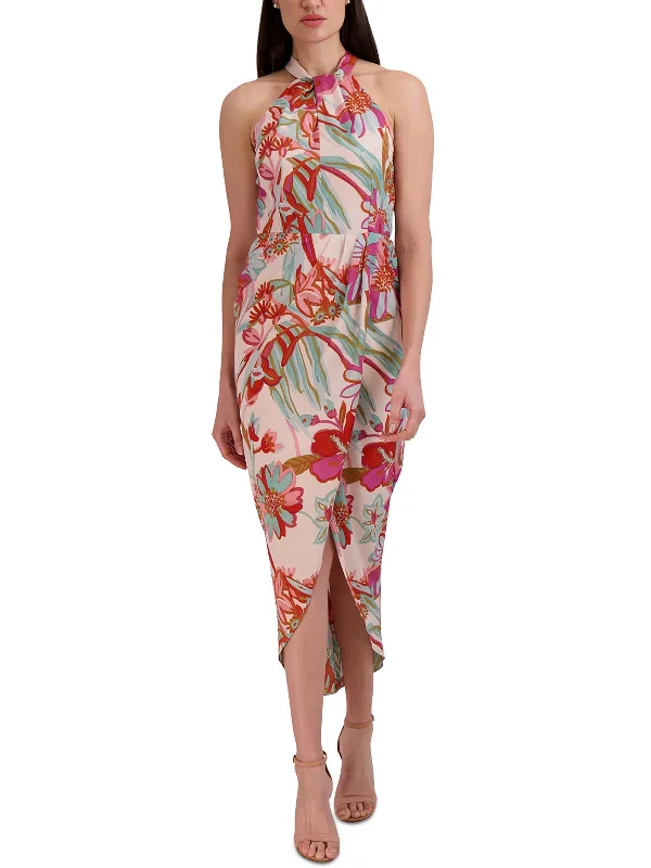 Casual Garments For Women Womens Floral Print Polyester Halter Dress