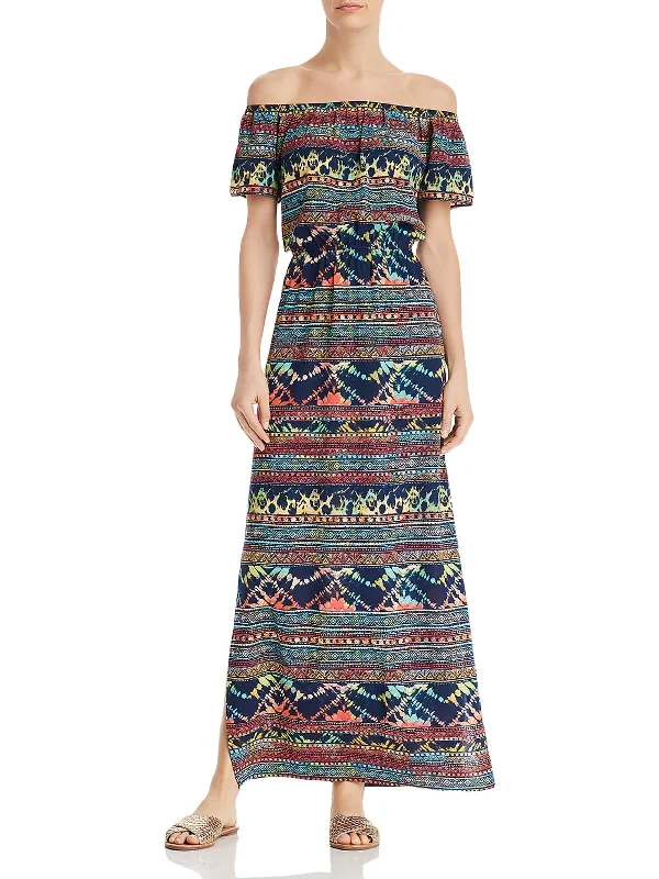 Trendy Boutiques Online Womens Printed Split Hem Maxi Dress