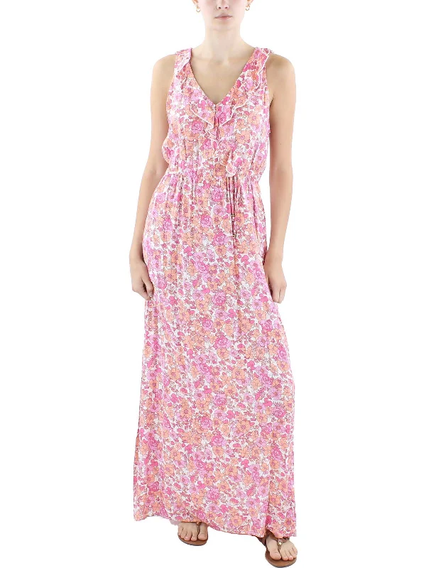 Relaxed Style Womens Floral Sleeveless Maxi Dress