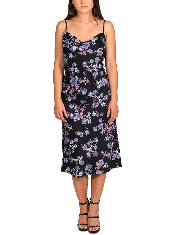 Comfortable Casual Women's Clothing Juniors Womens Satin Cowl Neck Slip Dress