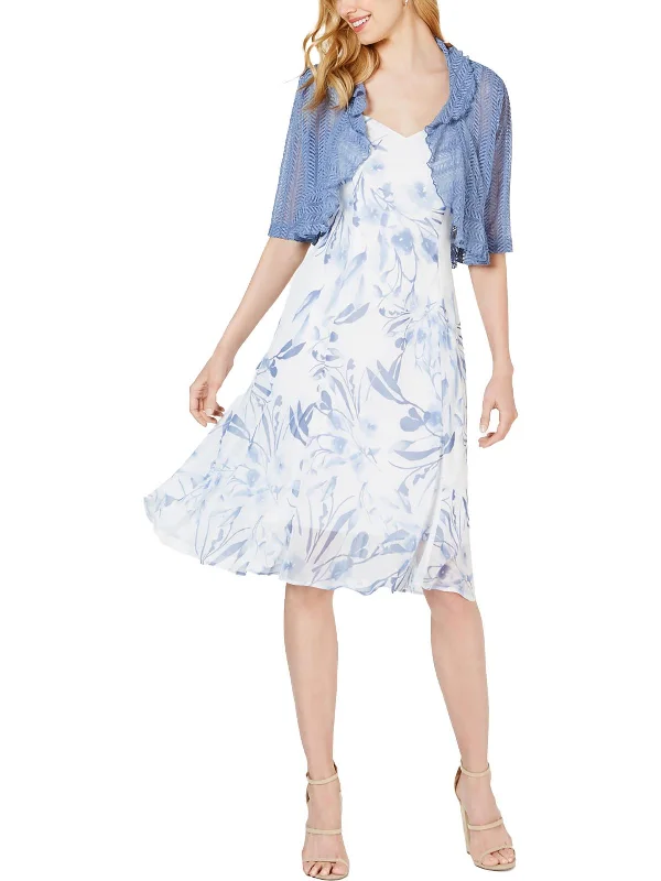 Classic Women's Clothing Styles Petites Womens Chiffon Floral Sheath Dress