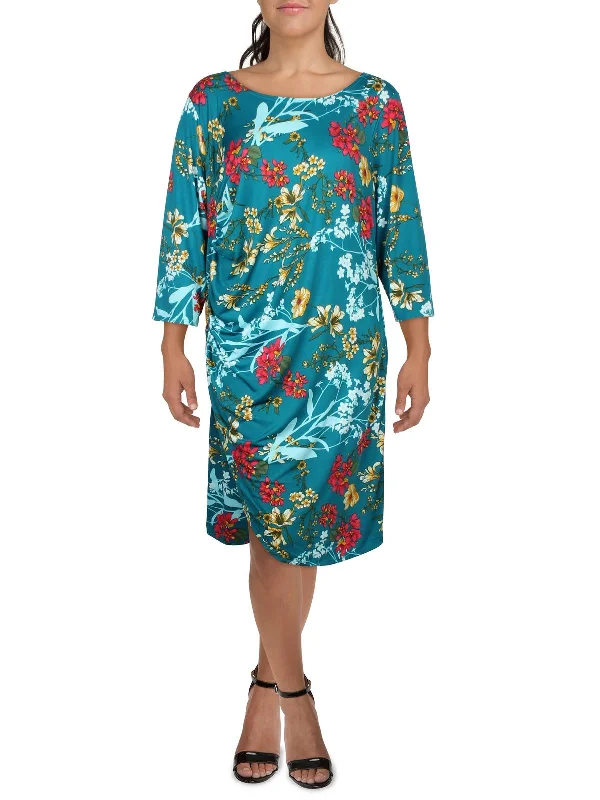 Elegant Women's Clothing Online Plus Womens Jersey Floral Print Sheath Dress