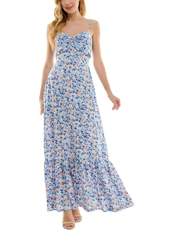 Women's Seasonal Garments Juniors Womens Long Floral Print Maxi Dress