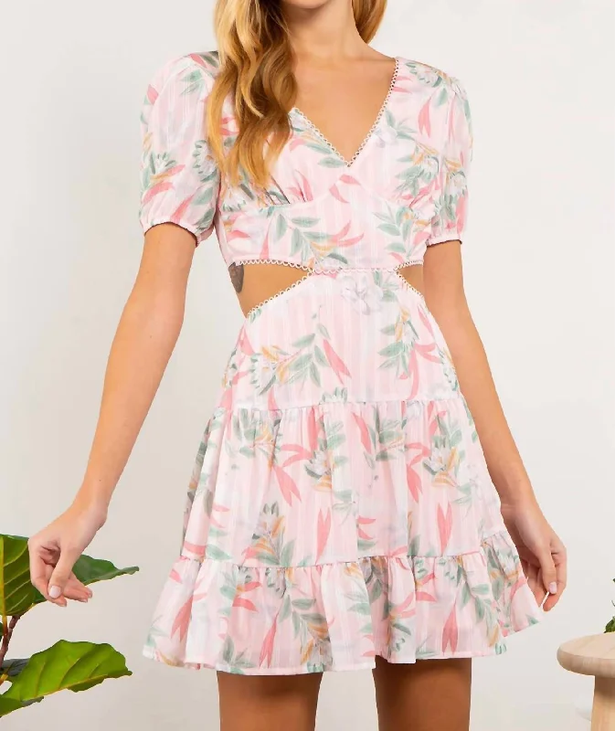 Formal Outfit For Women Faith Floral Cutout Dress In Pink