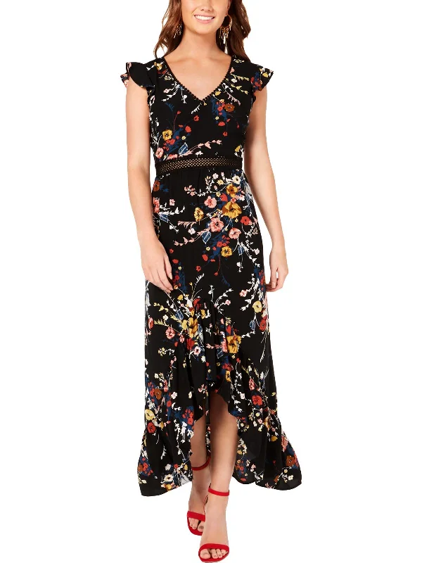 Timeless Women's Clothes Juniors Womens Floral Open Back Maxi Dress