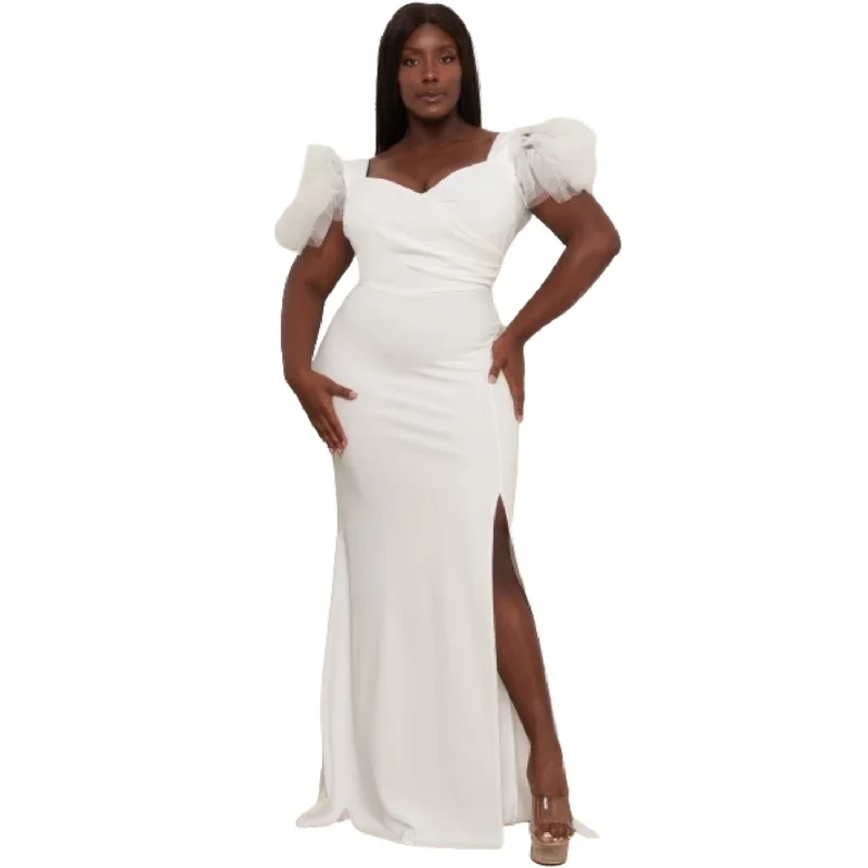 Chic Women's Outfit Ideas Mesh Tulle Shoulder Plus Size Maxi Dress