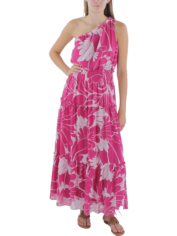 Women's Sporty Chic Clothes Womens Chiffon One Shoulder Maxi Dress