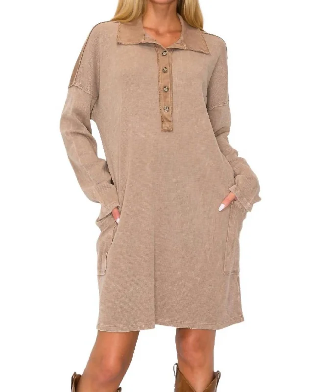 Formal Outfit For Women Everyday Essential Shirt Dress In Mocha