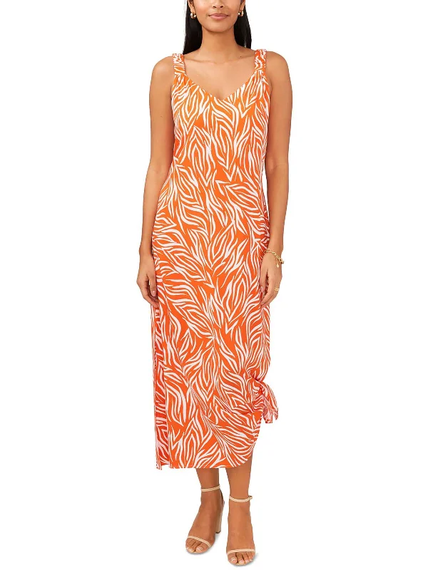 Women's Plus-Size Clothes Womens Printed Calf Maxi Dress