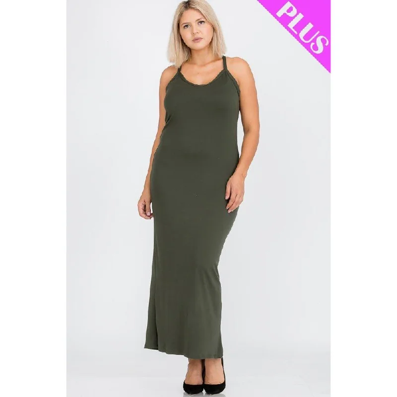 Vintage-Inspired Women's Clothes Plus Size Racer Back Maxi Dress