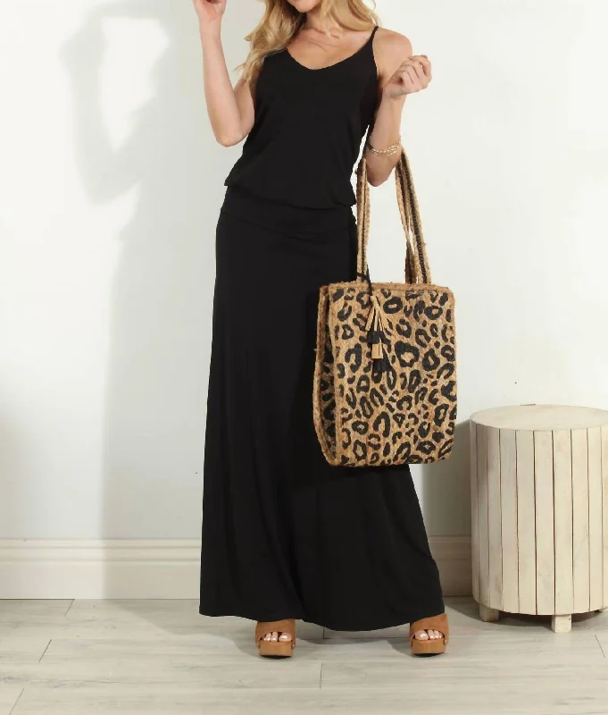 Women's Fashion Clothing Stretch Drop Waist Maxi Dress In Black