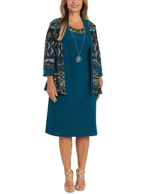 Discount Price Womens Knit Floral Two Piece Dress