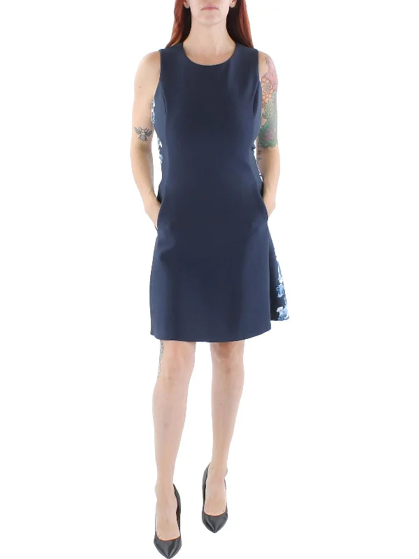 Fashionable Women's Outfit Petites Womens Ponte Floral Print Fit & Flare Dress