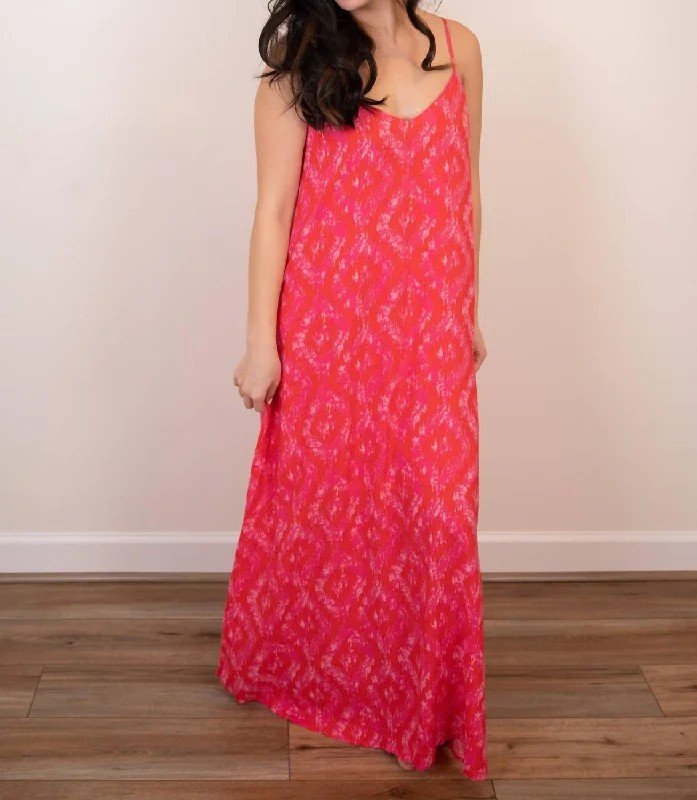 Affordable Trendy Clothes For Women Katrine Printed Maxi Dress In Hot Pink