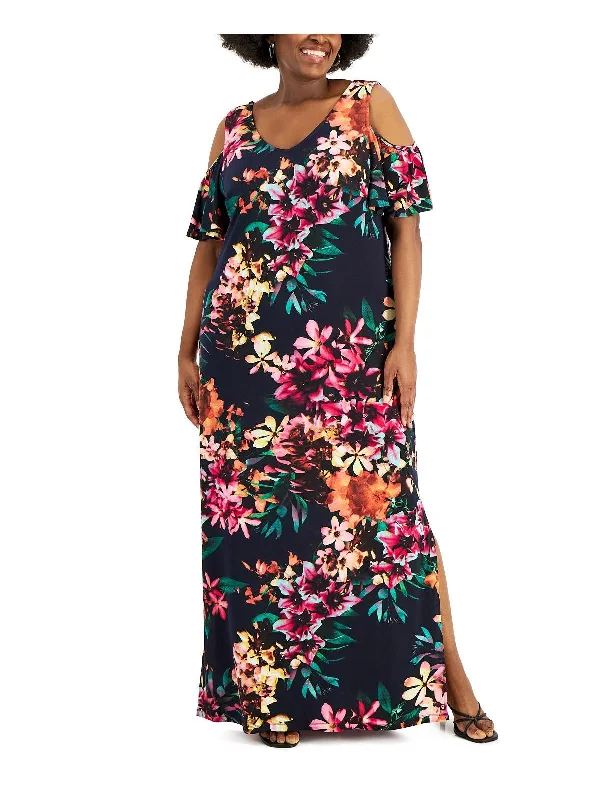 Women's Clothing For Special Occasions Plus Womens Long Cold Shoulder Maxi Dress