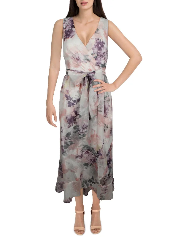 Women's Activewear for Exercise and Sports Womens Chiffon Faux-Wrap Maxi Dress