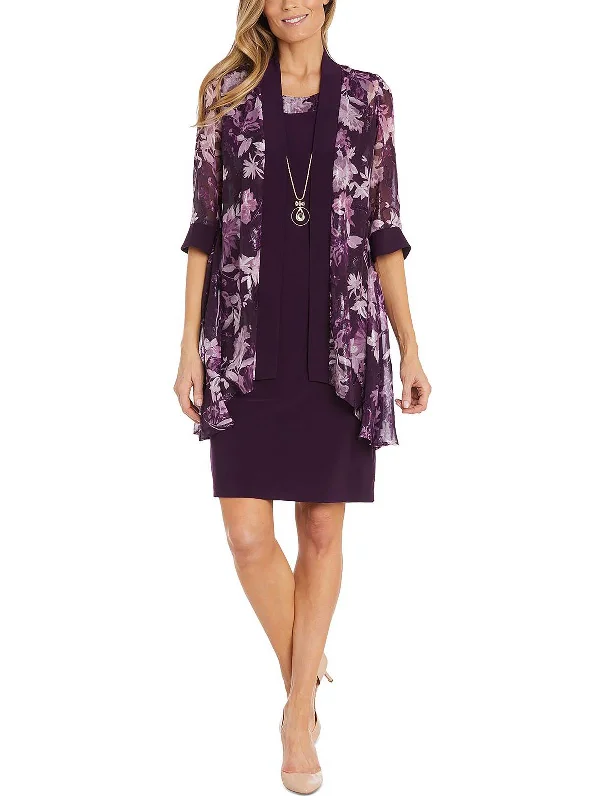 Outfits For Girls Petites Womens Shimmer Floral Two Piece Dress