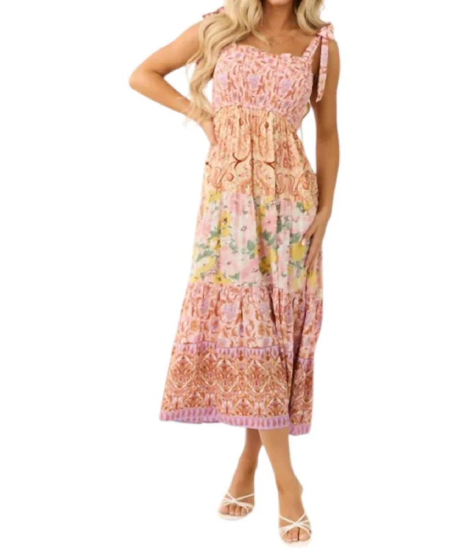 Women Online Clothing Boutiques Patchwork Maxi Dress In Blush