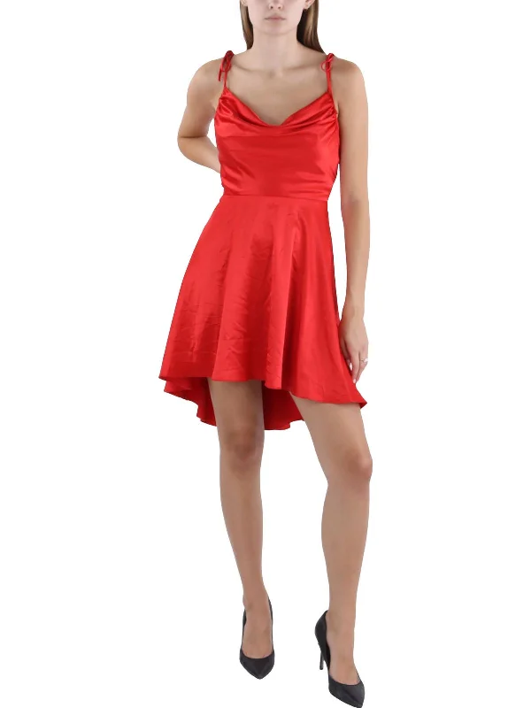 Elegant Women's Clothing Online Juniors Womens Satin Knee-Length Fit & Flare Dress
