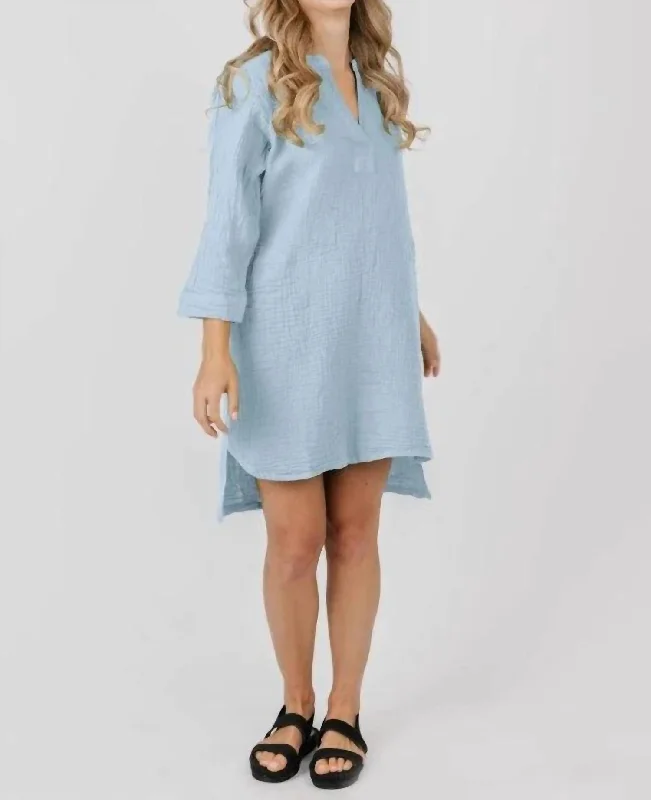 Save Big Easy Days Gauze Shirt Dress In Blue