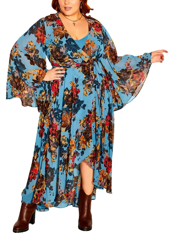 Chic Clothing For Women Womens Floral Print Polyester Maxi Dress