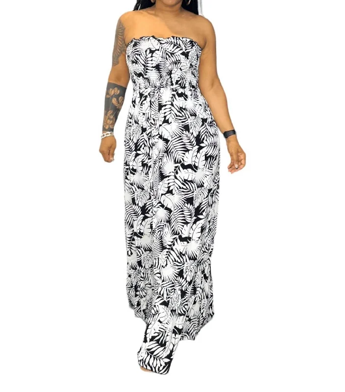 Women's Clothes For Outdoor Events Blooming Beauty Maxi Dress In Black And White