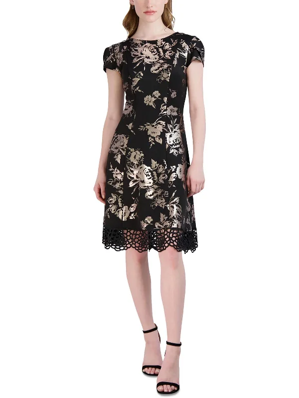 Women's Stylish Outdoor Outfit Womens Floral Print Knee Length Fit & Flare Dress