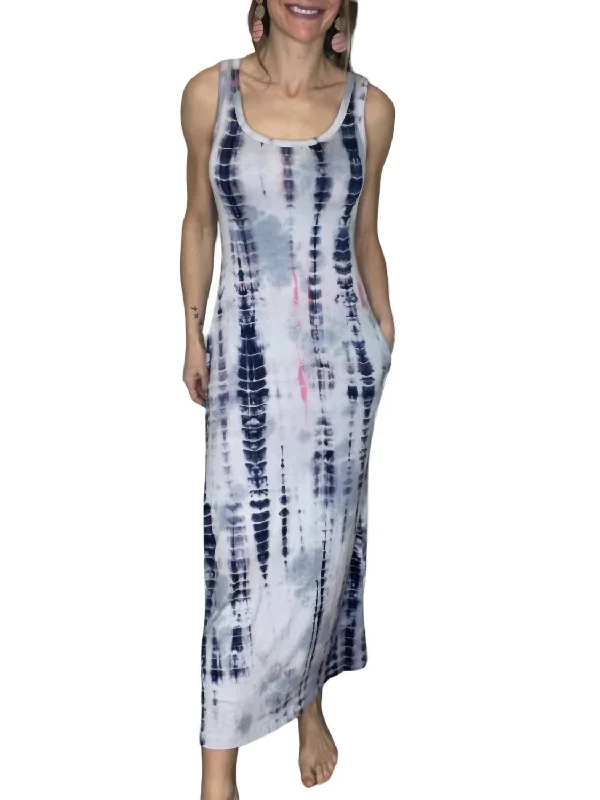 Luxury Fashion Tie Dye Maxi Dress In Navy