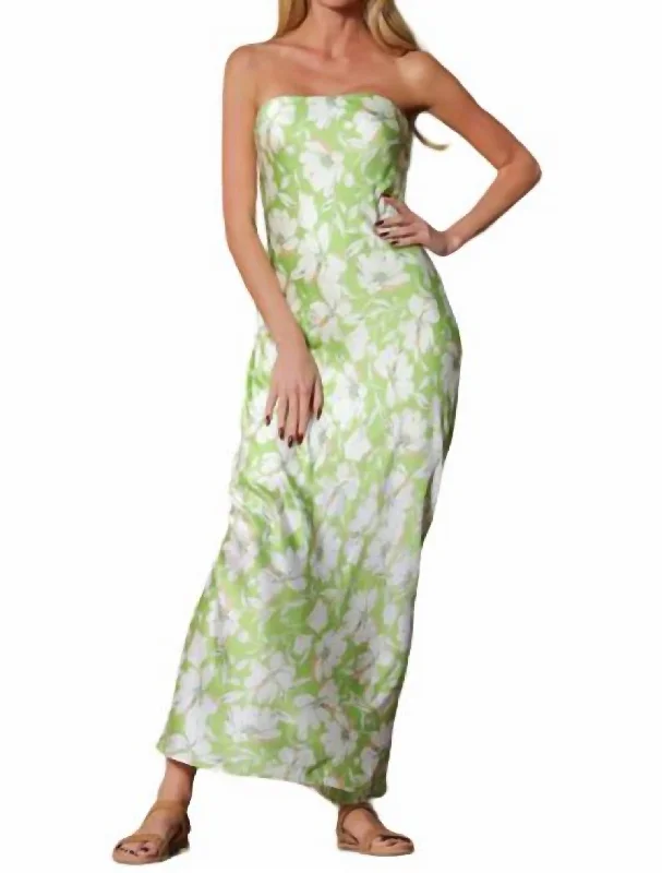 Urban Femme Streetwear Tube Cowl Back Maxi Dress In Lime Green