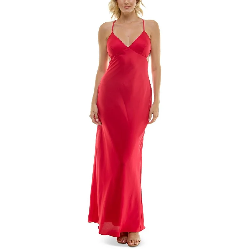 Women's Evening Clothes Juniors Womens Lace-Up Polyester Slip Dress