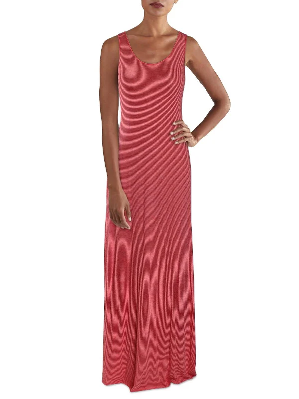 Women's Activewear for Exercise and Sports Womens Striped Scoop Neck Maxi Dress