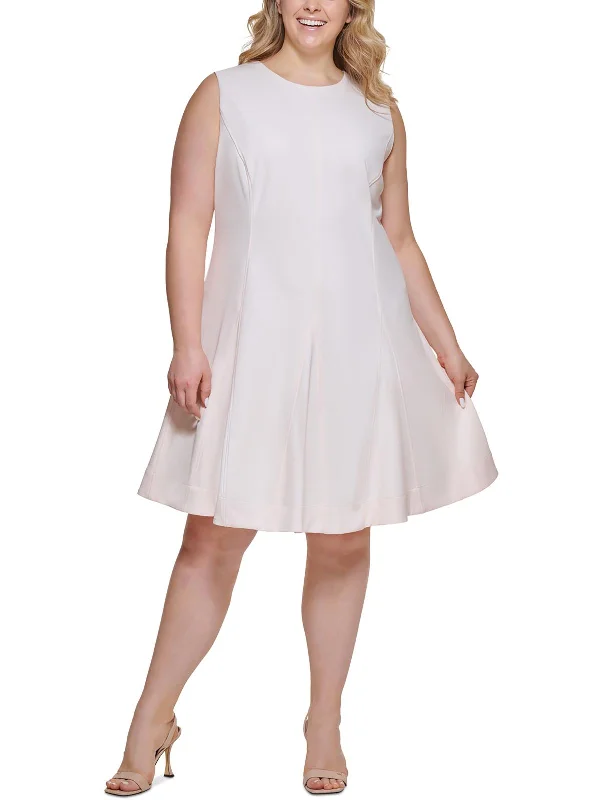 Women's Fashion Essentials Plus Womens Pleated Knee Fit & Flare Dress