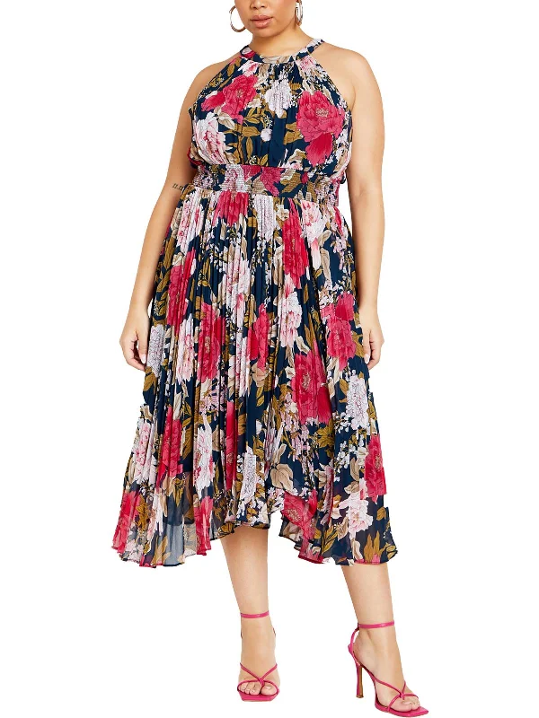 Comfortable Clothes Womens Floral Print Polyester Fit & Flare Dress