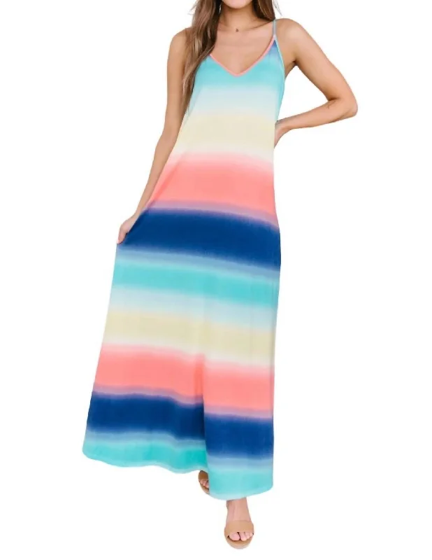Stylish Women's Clothing Melting Flavors Maxi Dress In Multi