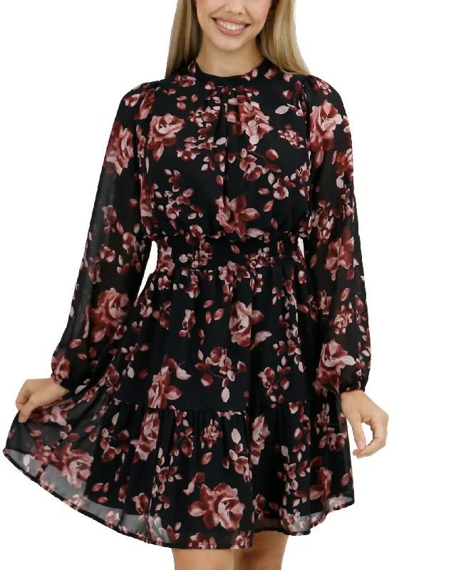 Athleisure Wear Flora Autumn Dress In Romantic Floral