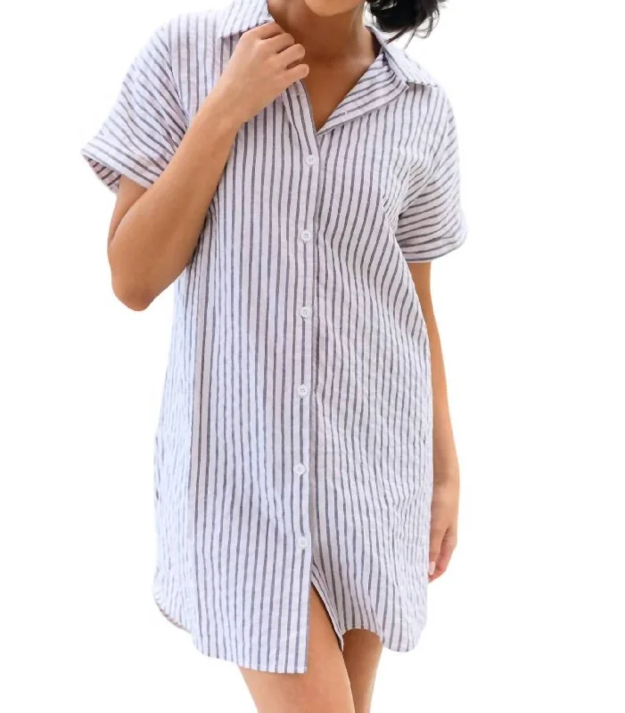 Sale On Sale Cornelia Striped Shirt Dress In Ivory/grey