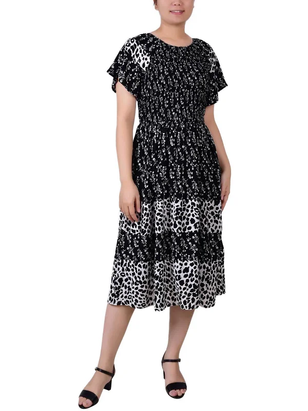 Women's Comfy Loungewear Outfit Petites Womens Print Floral Wear To Work Dress