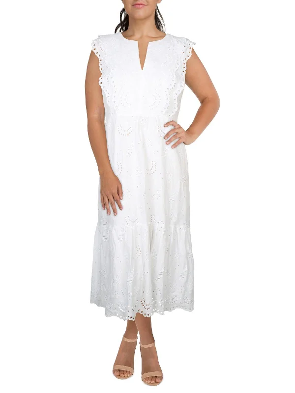 Formal Clothing For Women Womens Eyelet Cotton Maxi Dress