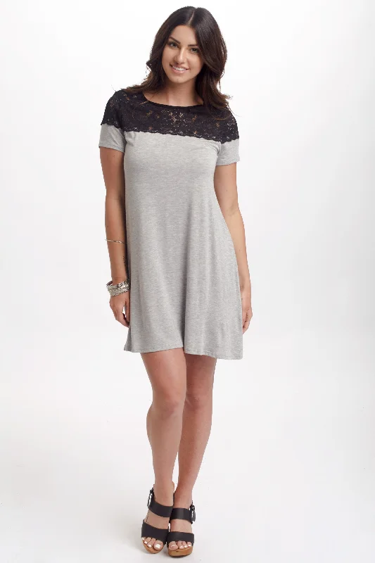 Hot Trends Grey Lace Top Dress